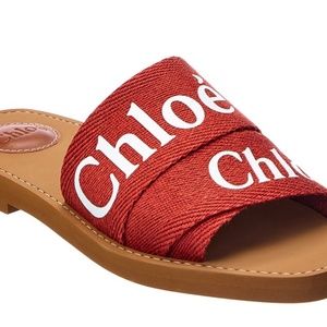 Chloe woody logo slide sandals
